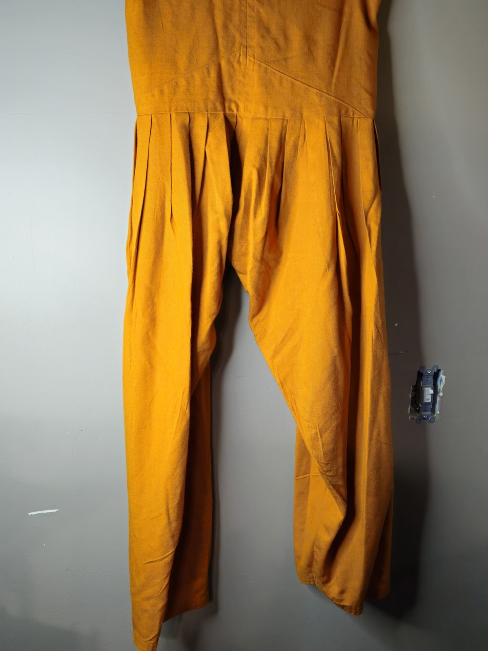 2pc Men's Mustard Drop-Crotch Pants - Casual Tapered Fit With Matching Top